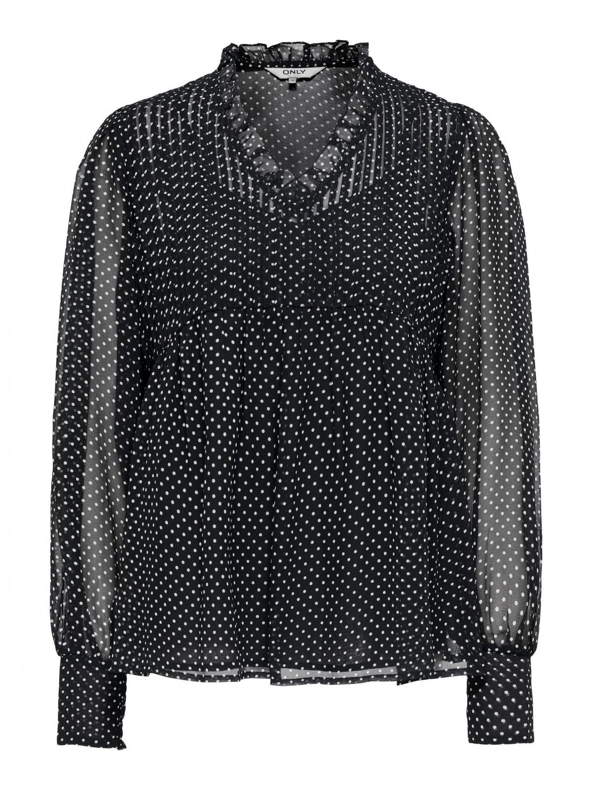 온리 도트 패턴 시스루 브이넥 블라우스 15372407_2161_1267709 BLACK / BLACK - 상세 이미지 3