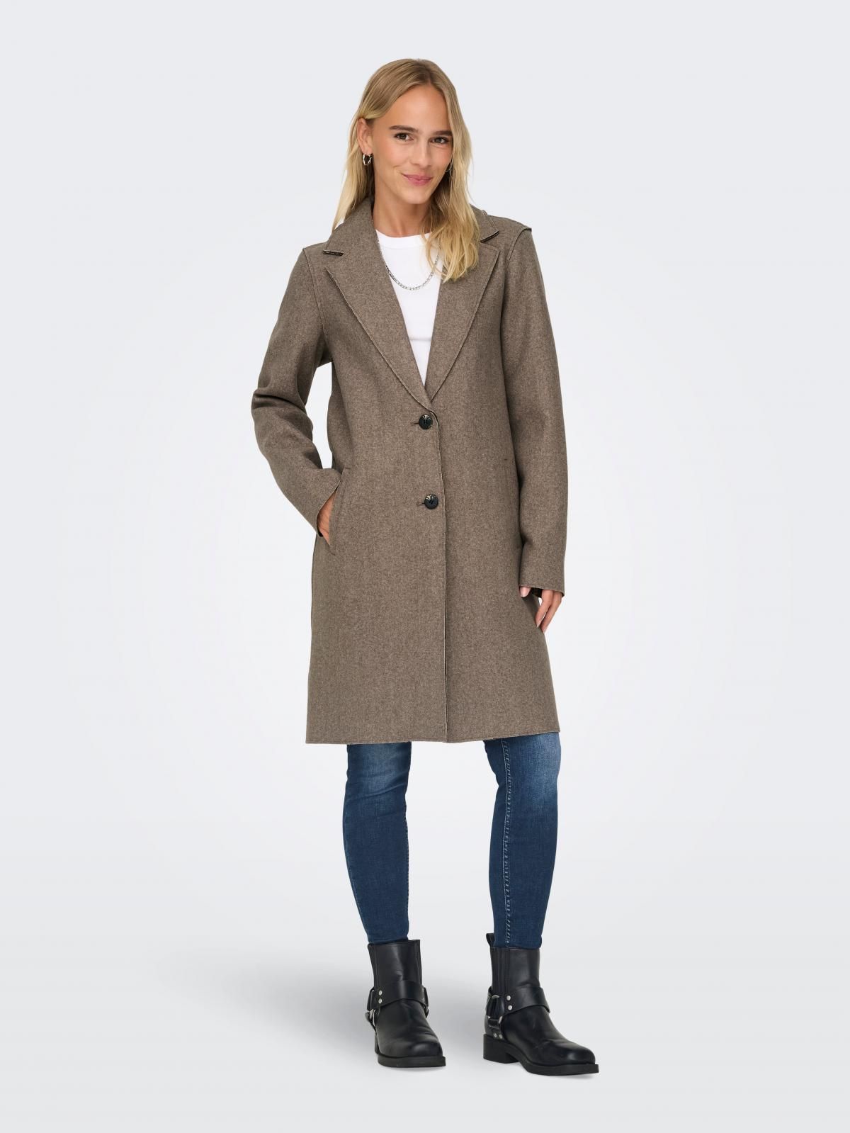 온리 베이직 롱 테일러드 코트 15213300_2010_880395 BROWN / CARIBOU - 상세 이미지 2