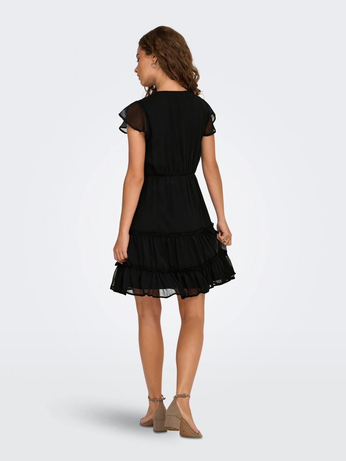 온리 프릴 브이넥 미니 원피스 블랙 15272750_2161 BLACK / BLACK - 상세 이미지 2