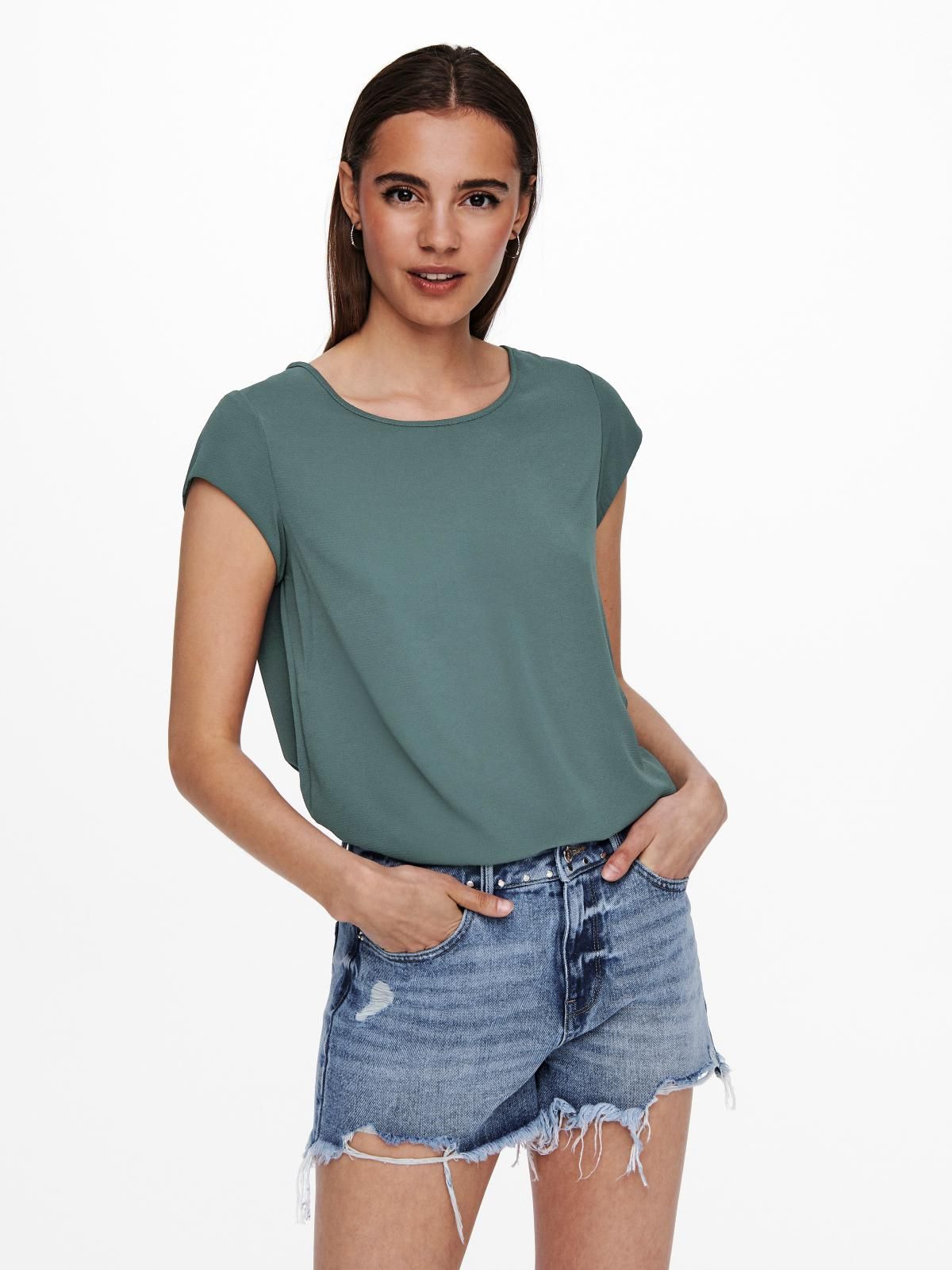 온리 미니멀 라운드넥 반팔 티셔츠 15142784_1469 GREEN / BALSAM GREEN - 메인 이미지