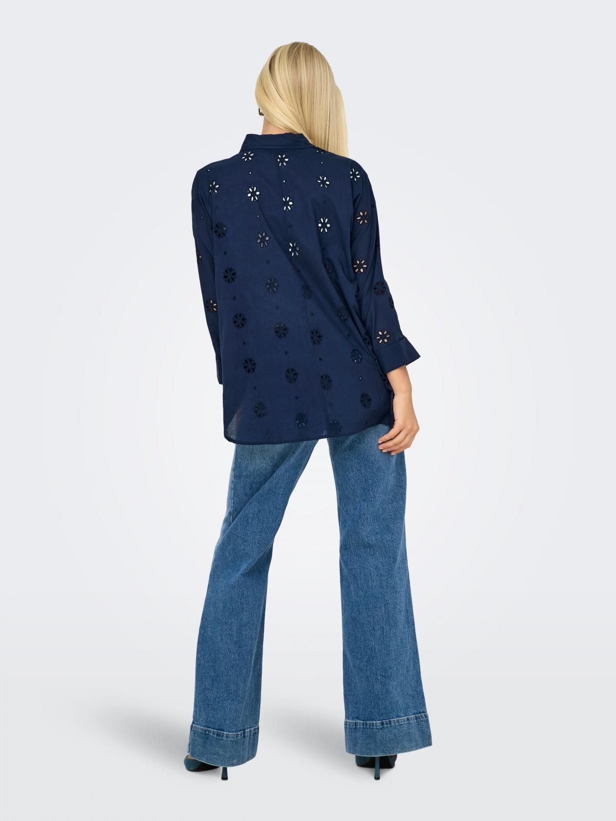 온리 테크니컬 펀칭 자수 긴팔 셔츠 네이비 15360467_1330 BLUE / BLACK IRIS - 상세 이미지 2