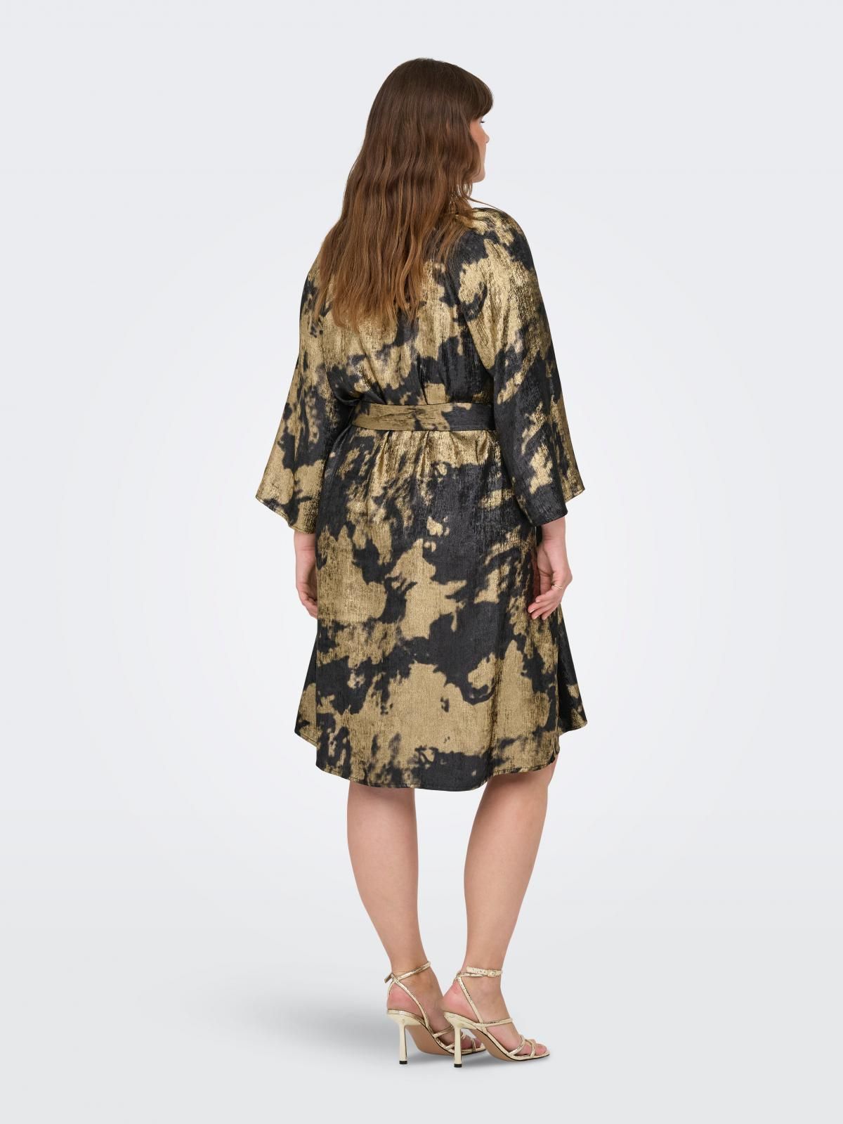 온리 빅사이즈 V넥 벨트 미디 원피스 15358851_2161_1223798 BLACK / BLACK - 상세 이미지 2
