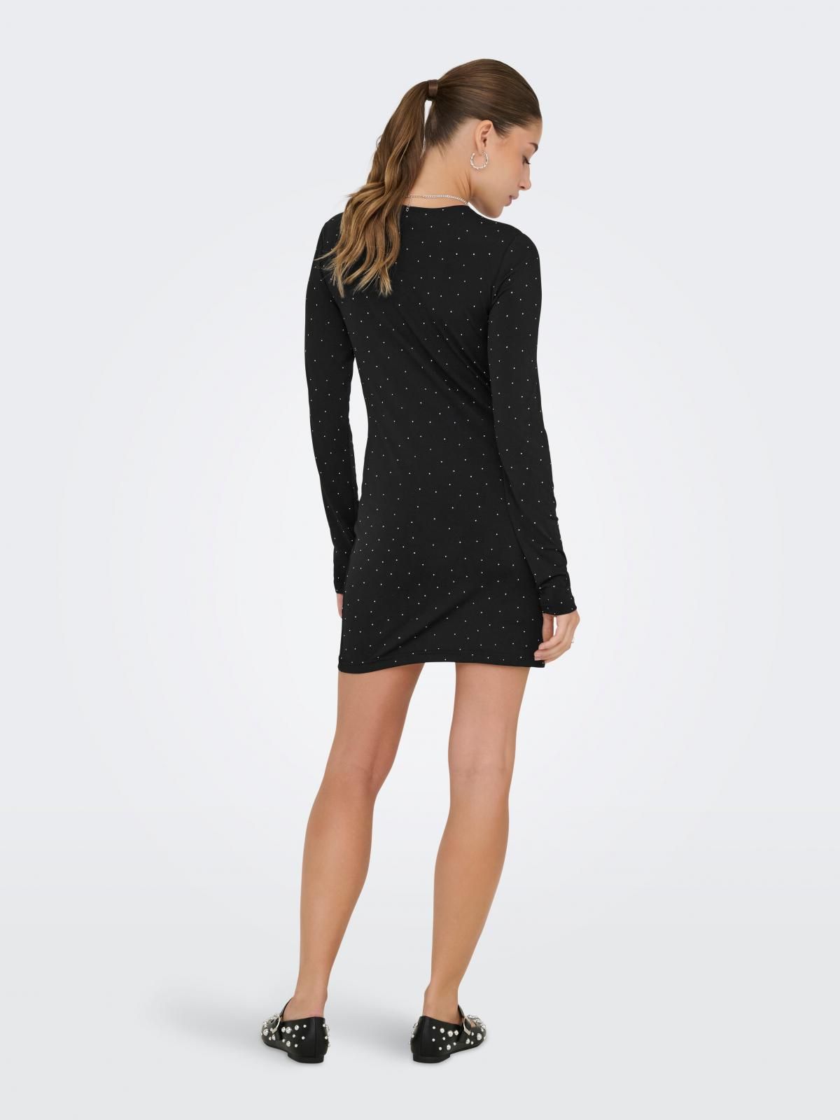온리 미니멀 라운드넥 긴소매 미니 원피스 15358985_2161_1224187 BLACK / BLACK - 상세 이미지 2