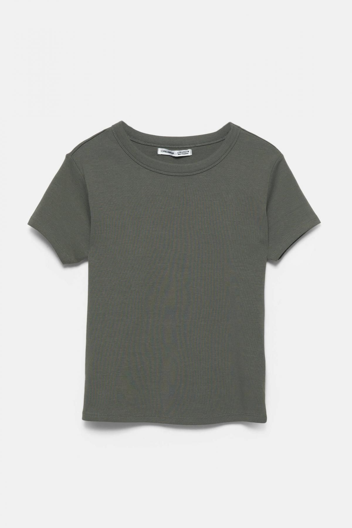 풀앤베어 베이직 슬림핏 반팔 티셔츠 3245/321 DARK KHAKI - 상품 이미지