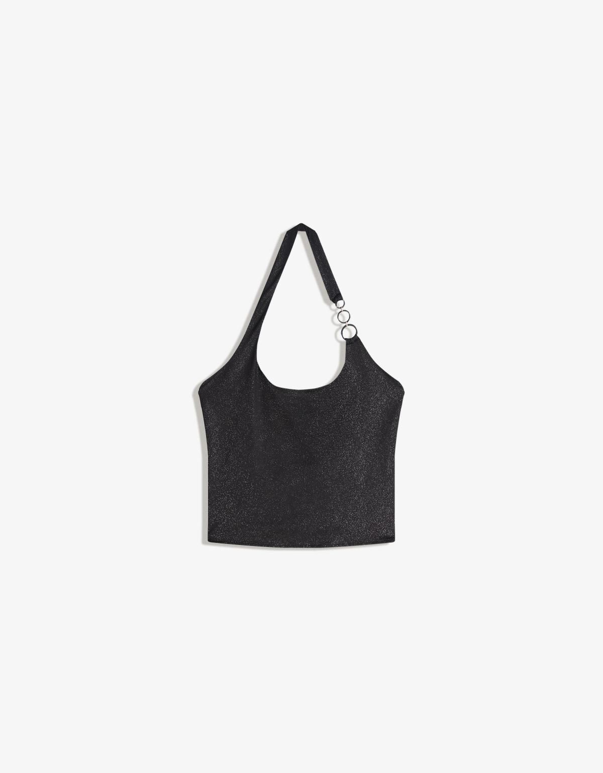 버쉬카 블랙 아일렛 홀터넥 크롭 탑 8790/360 BLACK - 상세 이미지 2