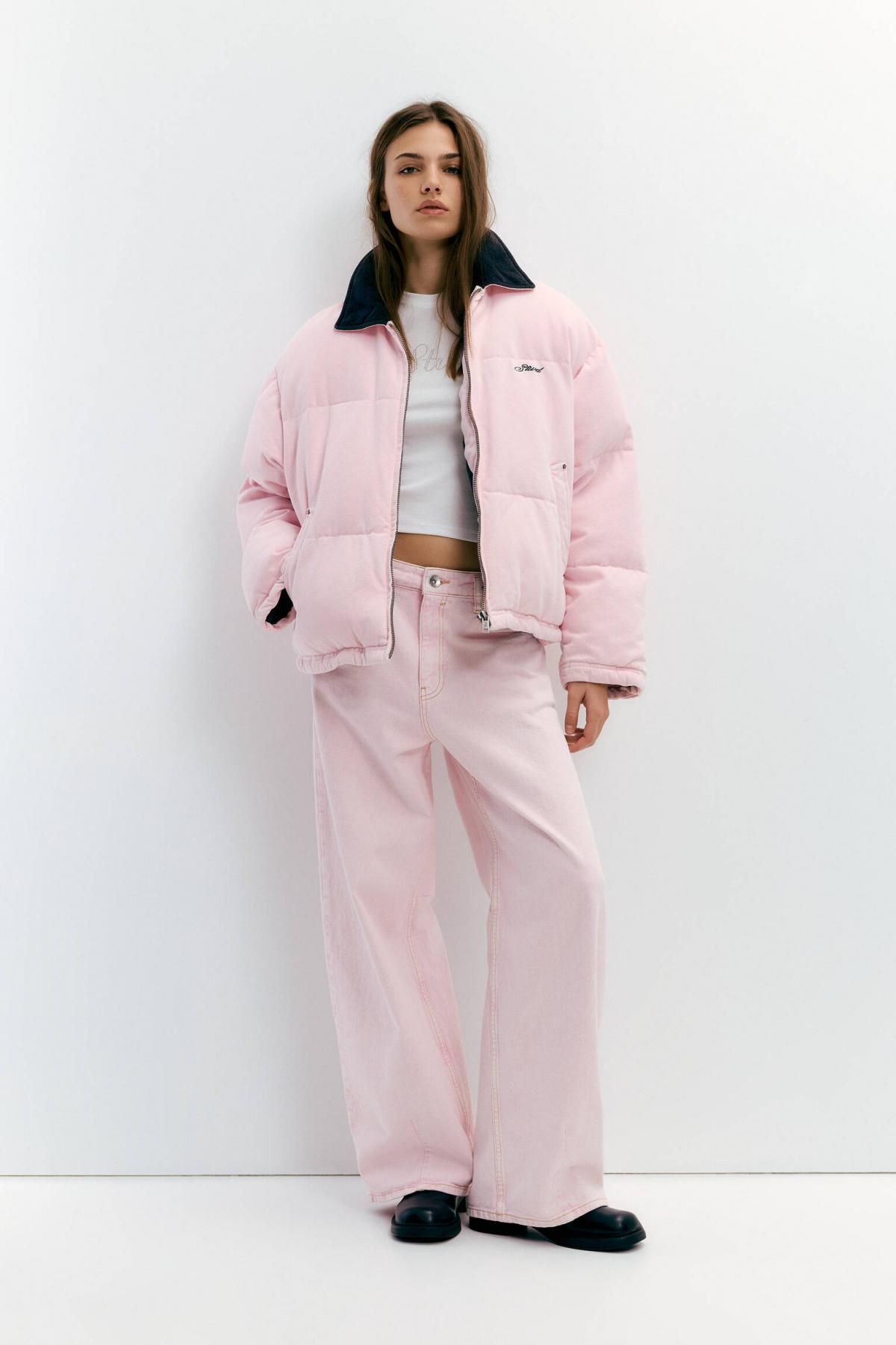 풀앤베어 STWD 배색 칼라 숏 패딩 재킷 7700/342 ROSE PINK - 상세 이미지 2