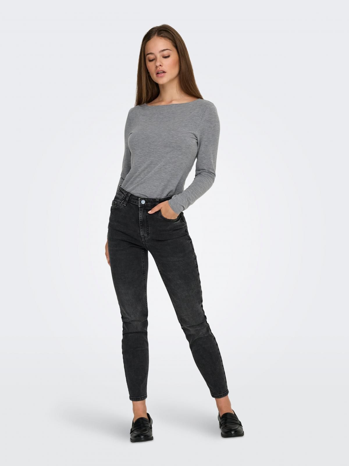 제이디와이 베이직 보트넥 롱슬리브 티셔츠 15357381_2383 GREY / DARK GREY MELANGE - 상세 이미지 5
