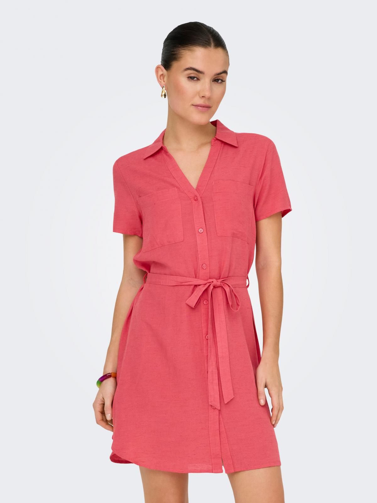 제이디와이 페미닌 벨티드 셔츠 미니 원피스 15346558_731 ROSE / ROSE OF SHARON - 상품 이미지