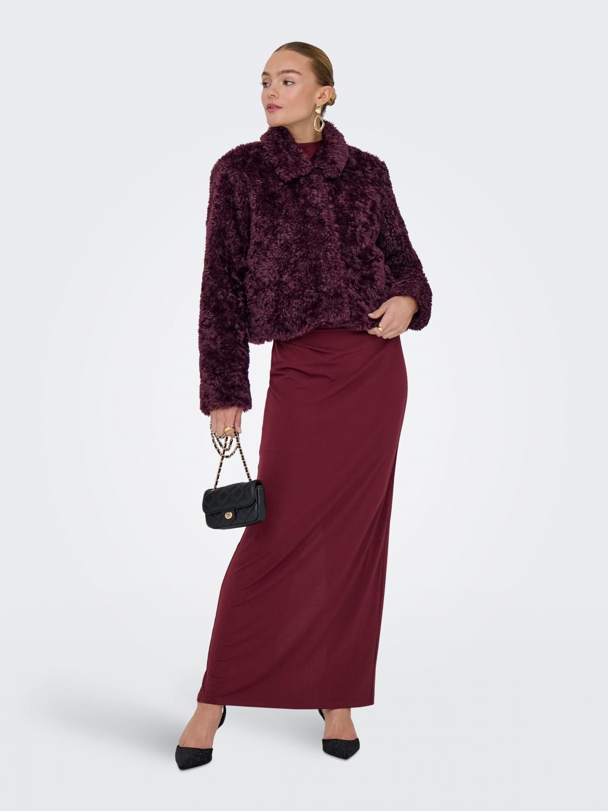 온리 테디 퍼 숏 코트 15352795_1045 PURPLE / MAUVE WINE - 상세 이미지 5