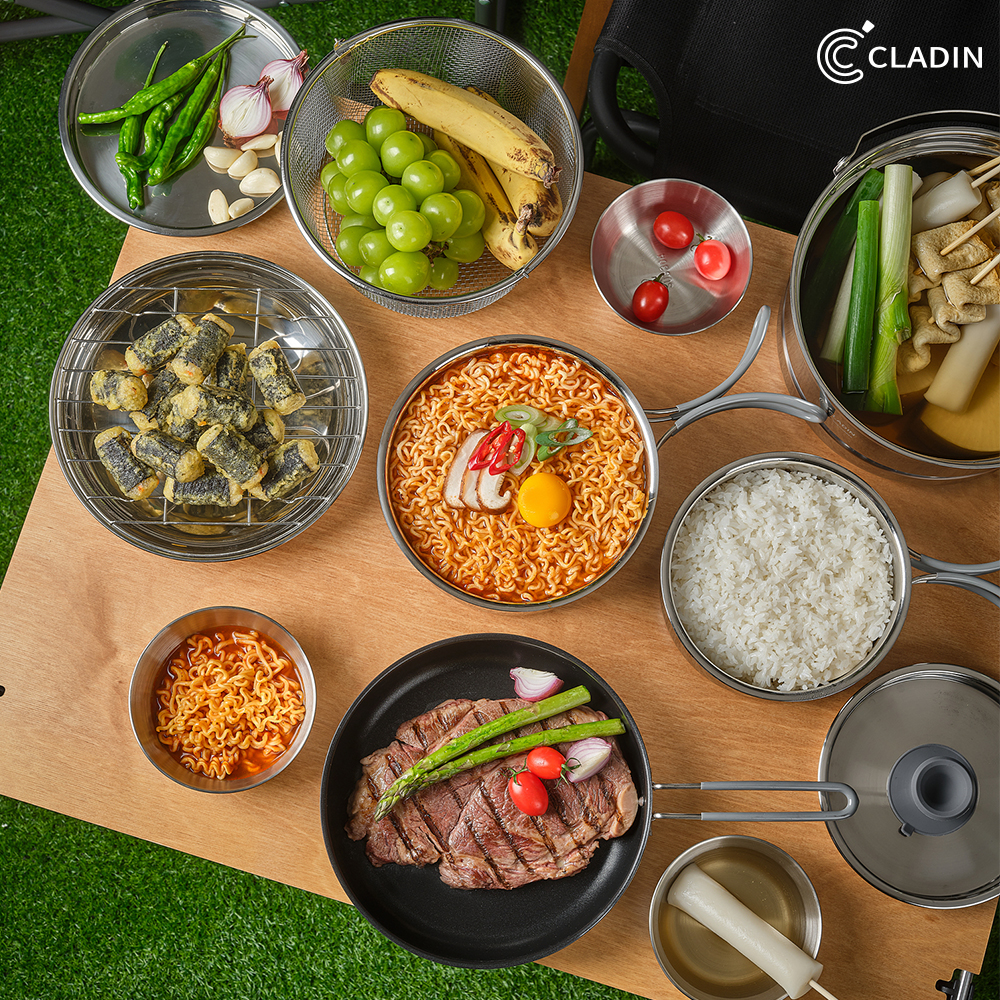 클래딘 통3중 캠핑 코펠 세트 15종, 냄비3 팬1 보울4 외 8종, 1세트 - 상세 이미지 5