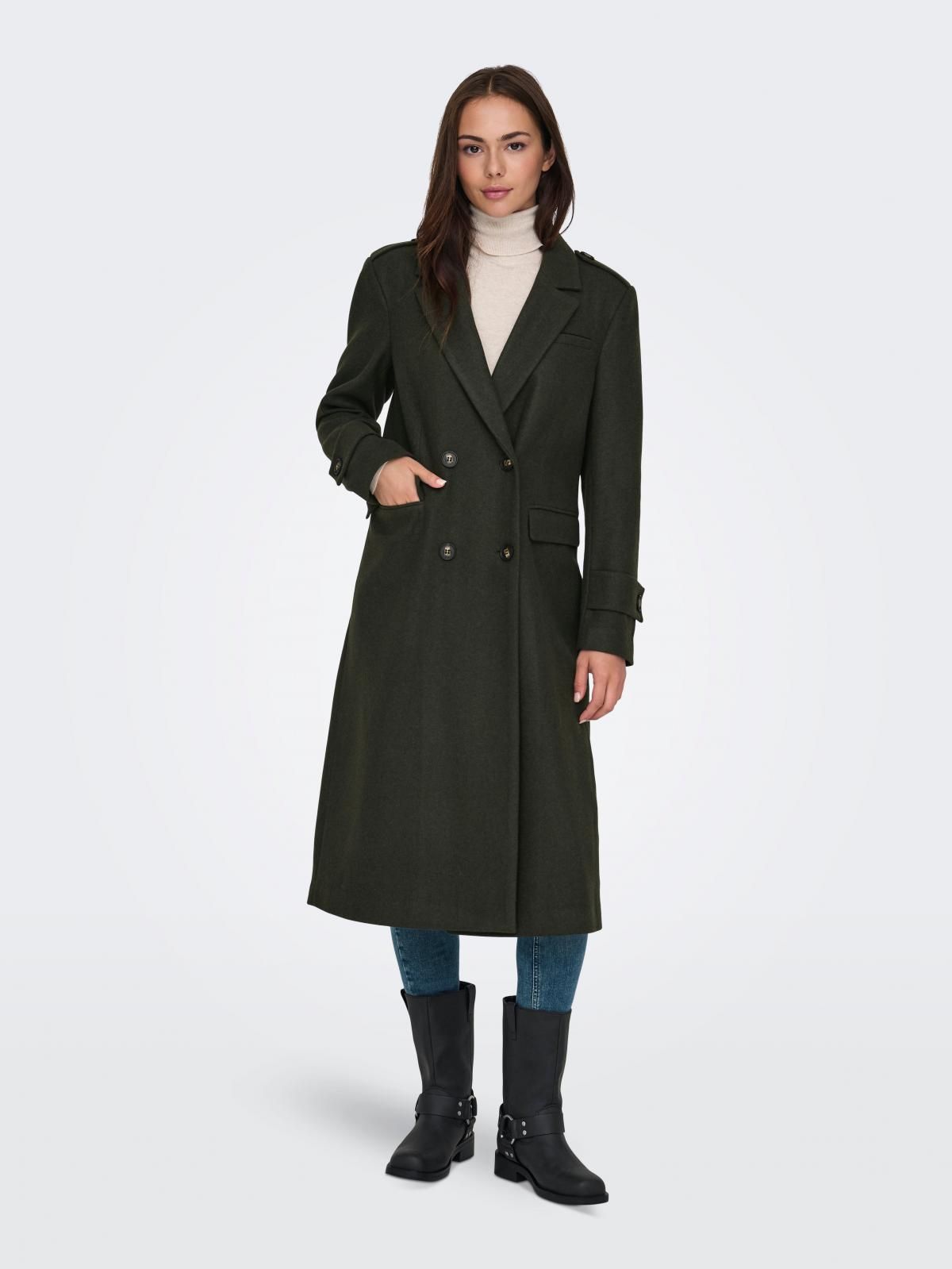 온리 테크니컬 더블브레스트 롱코트 15321912_4263_1107572 GREEN / KALAMATA - 상세 이미지 5