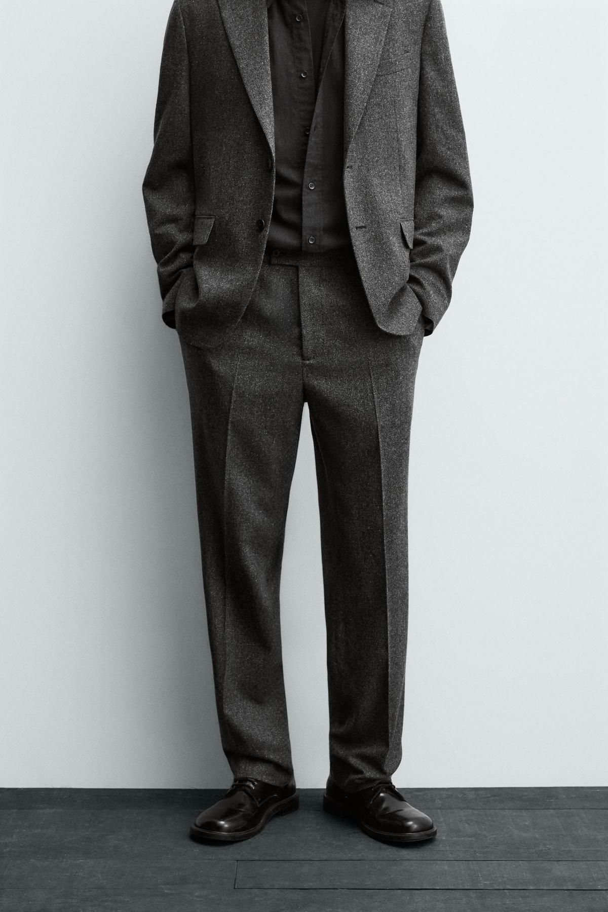 자라 프리미엄 울블렌드 텍스처 정장팬츠 9815/249 ANTHRACITE GREY - 상품 이미지