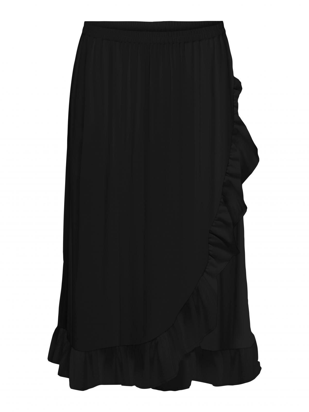 온리 빅사이즈 엘라스틱 러플 미디 스커트 15336575_2161 BLACK / BLACK - 상세 이미지 3