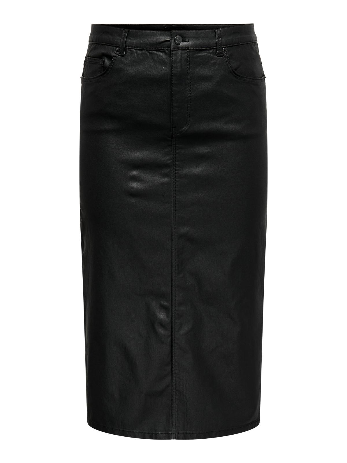 온리 테크니컬 레더 미디 스커트 15335157_2161 BLACK / BLACK - 상세 이미지 3