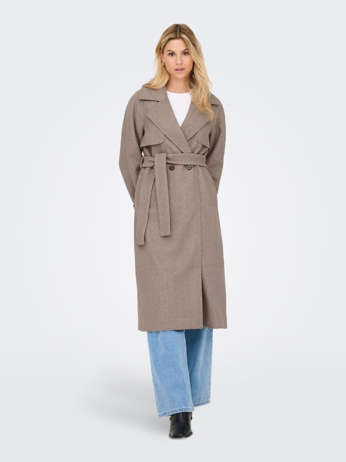 온리 테크니컬 소프트 롱 벨티드 코트 15373586_116_1270340 WHITE / SIMPLY TAUPE - 상품 이미지