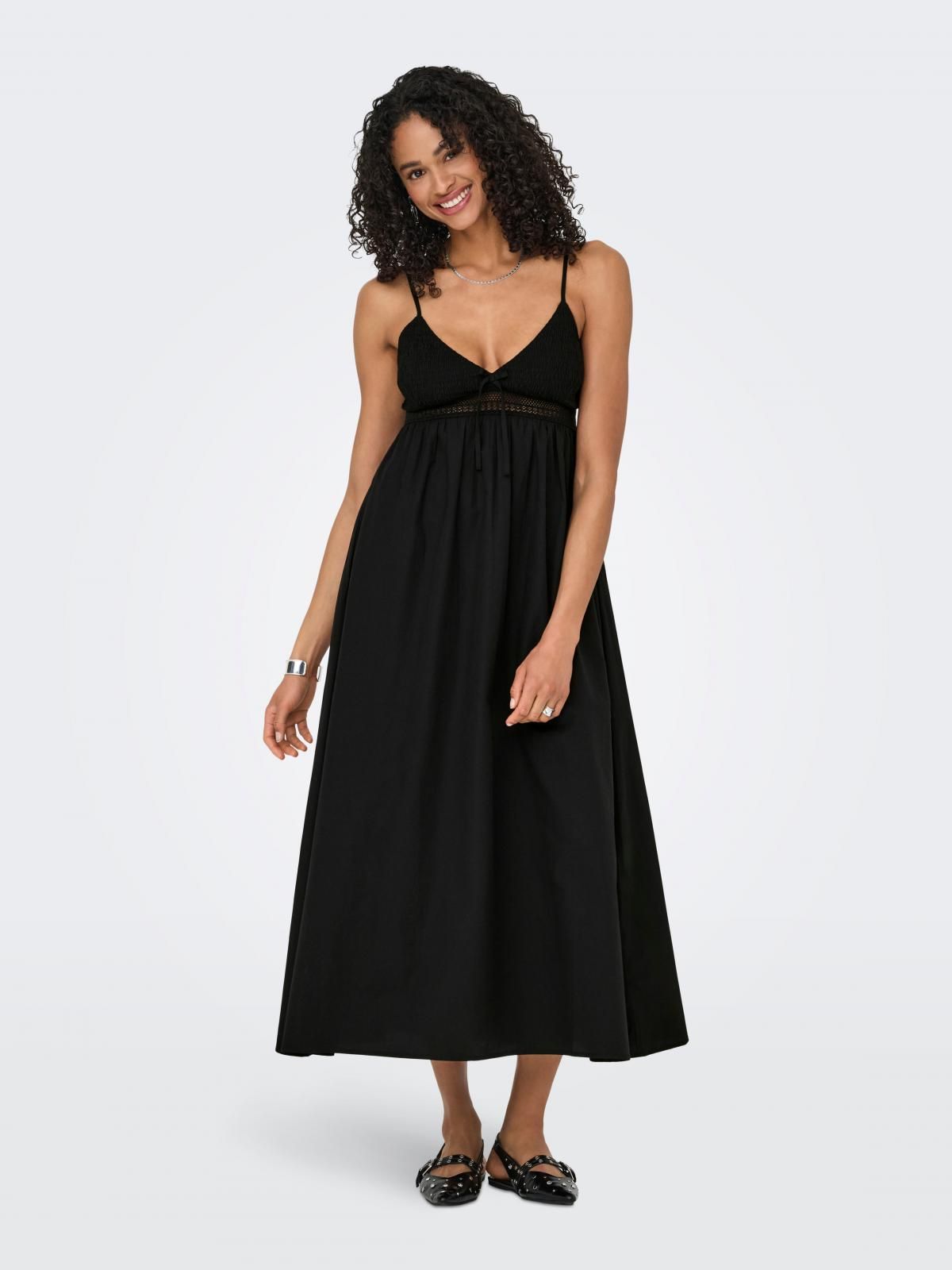 온리 트렌디 스트랩 브이넥 롱 원피스 15348867_2161 BLACK / BLACK - 상품 이미지
