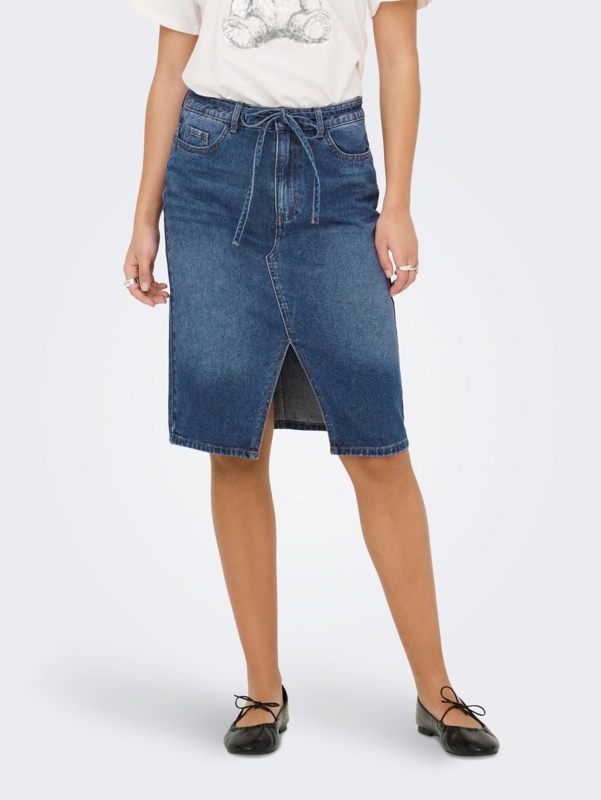 제이디와이 데님 미디 테크니컬 슬릿 스커트 15347833_2114 BLUE / DARK BLUE DENIM - 상품 이미지