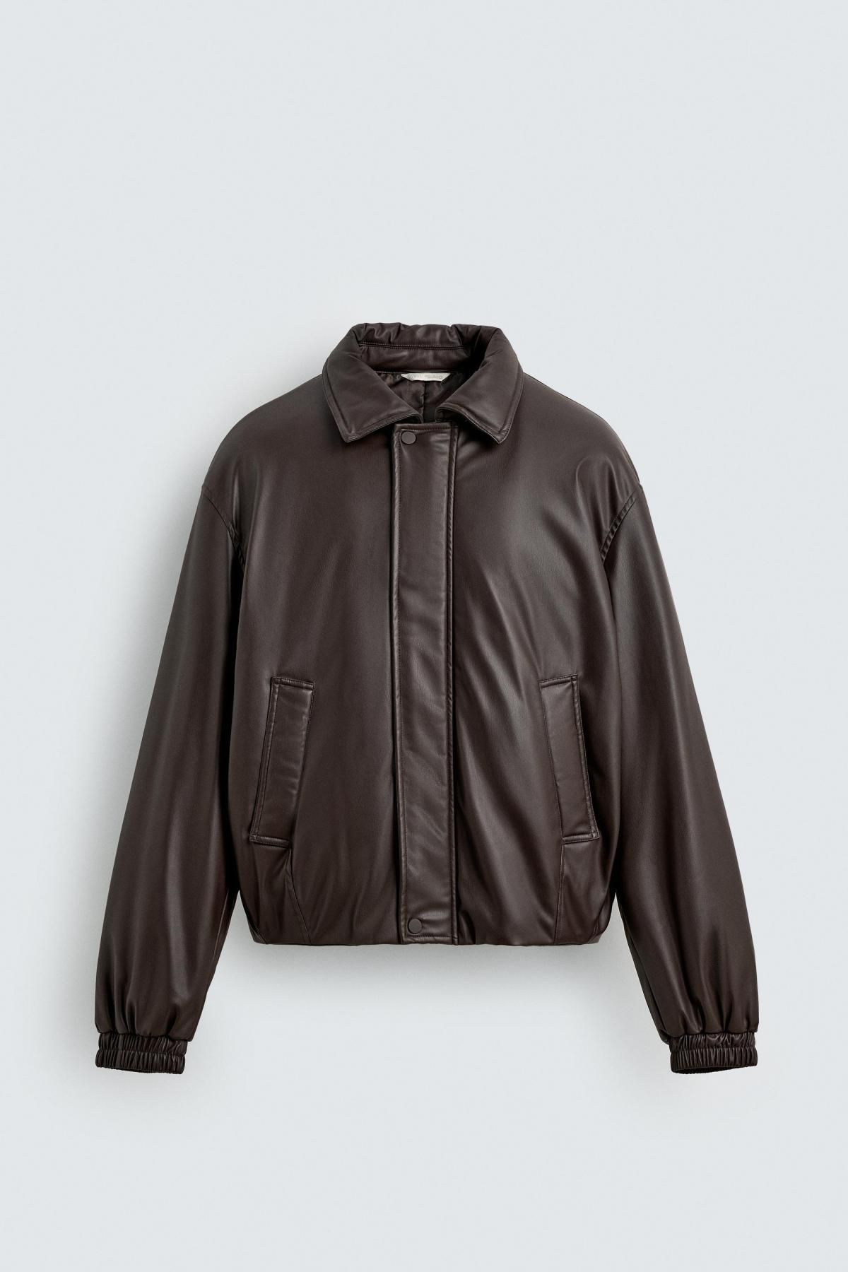 자라 테크니컬 레더 릴랙스핏 재킷 3833/304 DARK BROWN - 상품 이미지