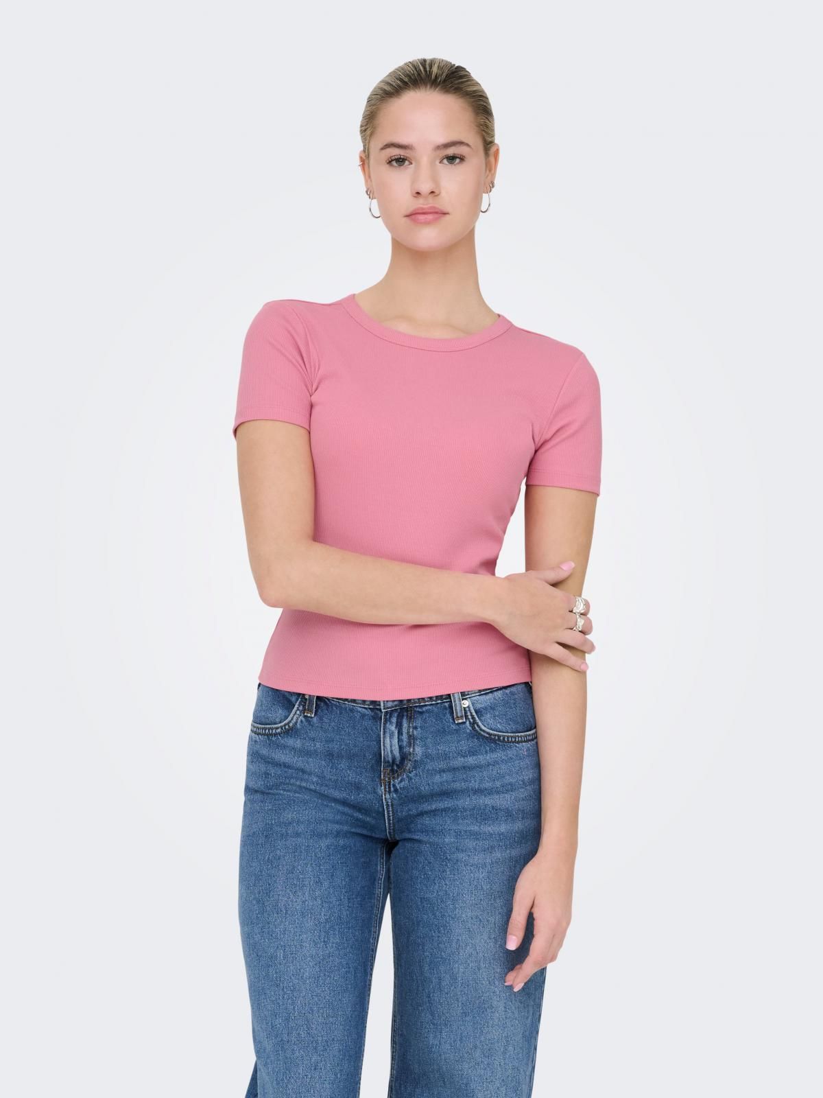 온리 베이직 크롭 반팔 티셔츠 핑크 15369240_935 ROSE / WILD ROSE - 상세 이미지 2