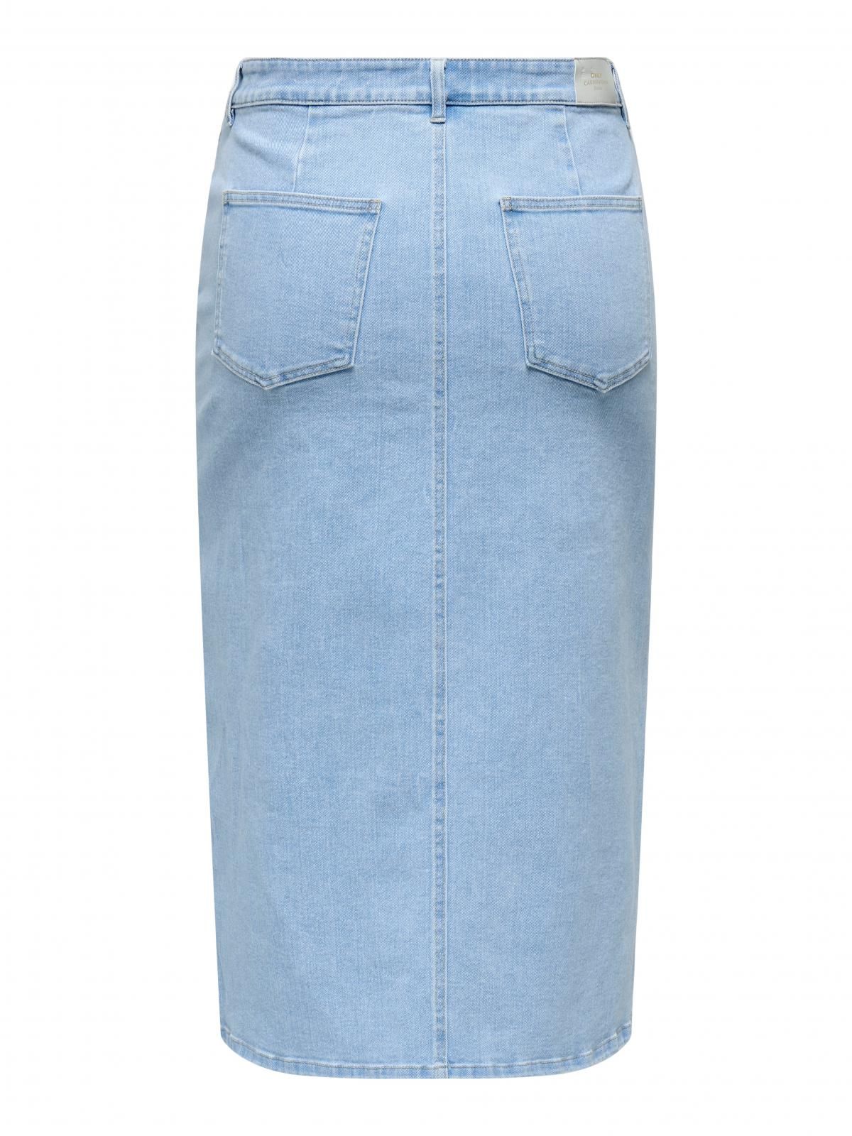 온리 빅사이즈 슬릿 데님 미디 스커트 15324767_2116 BLUE / LIGHT BLUE DENIM - 상세 이미지 4