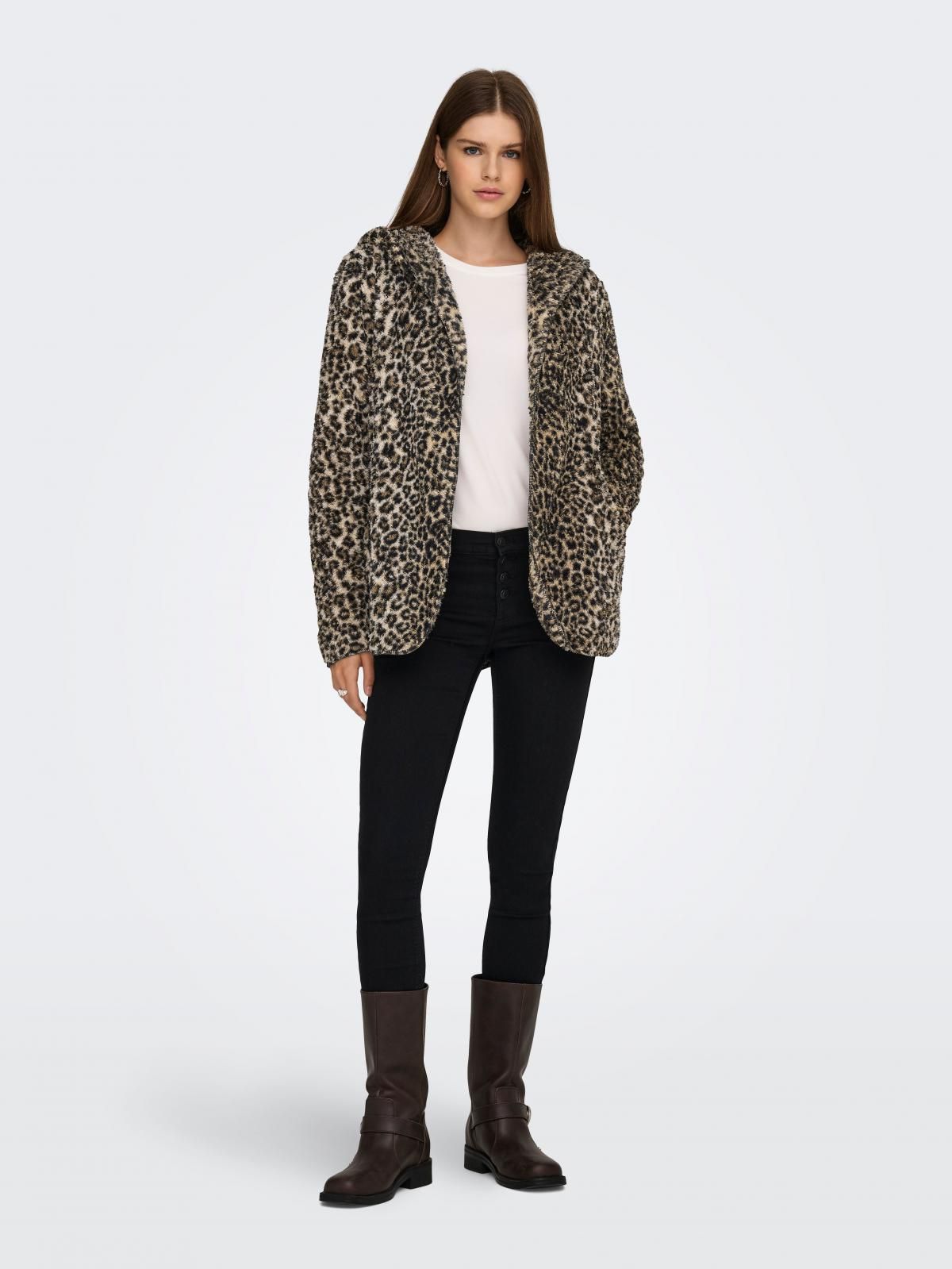 온리 레오파드 퍼 후드 숏코트 15359828_2011_1226482 BROWN / TOASTED COCONUT - 상세 이미지 5