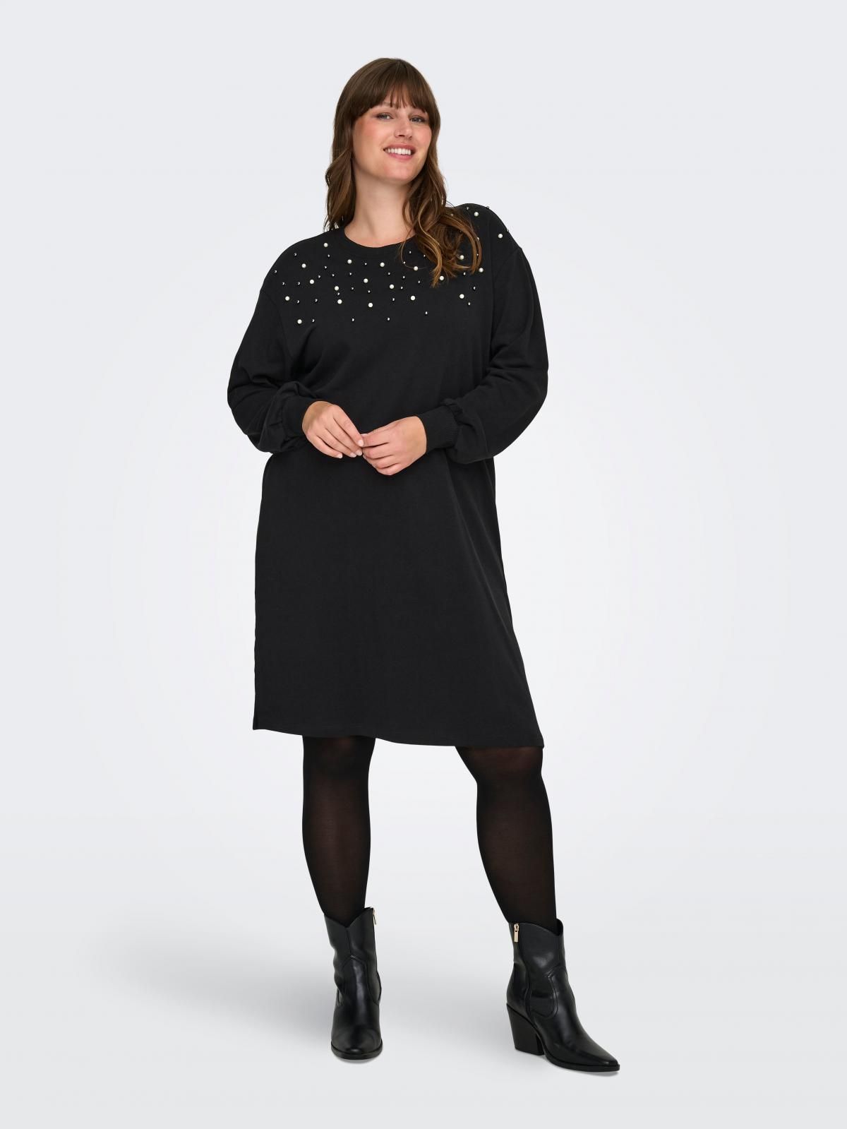 온리 빅사이즈 진주장식 미니 스웨트 원피스 15358644_2161_1244910 BLACK / BLACK 이미지 6