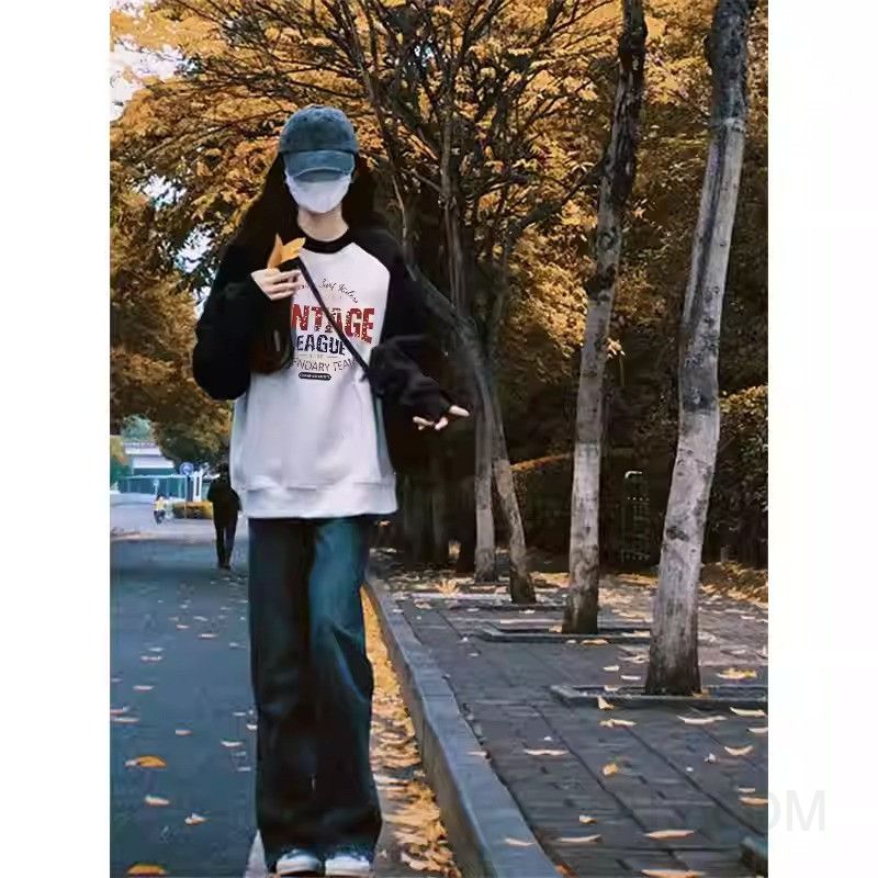 여성 루즈핏 레터링 오버핏 라운드넥 긴팔 맨투맨 티셔츠 얇은 기모 선택 데일리 간절기 가을 겨울 - 상세 이미지 2