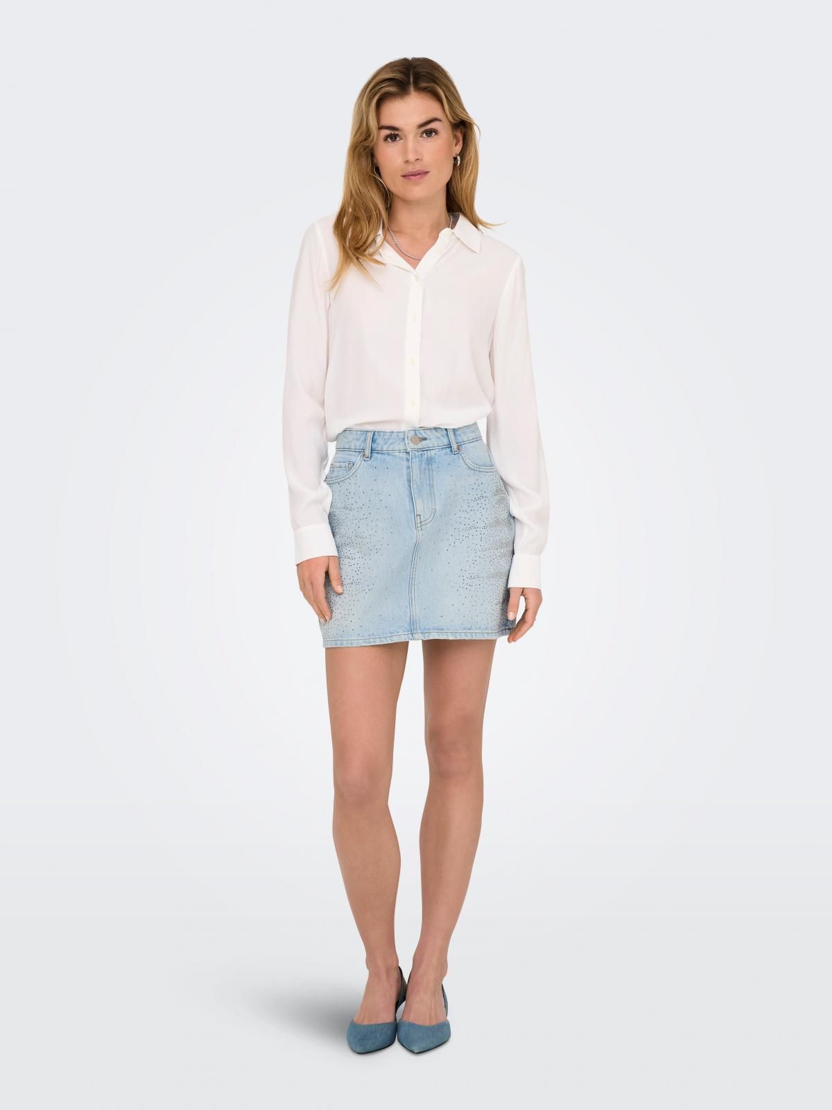 온리 라이트 데님 미니 스커트 포켓 벨트고리 15344242_2116 BLUE / LIGHT BLUE DENIM - 상세 이미지 5