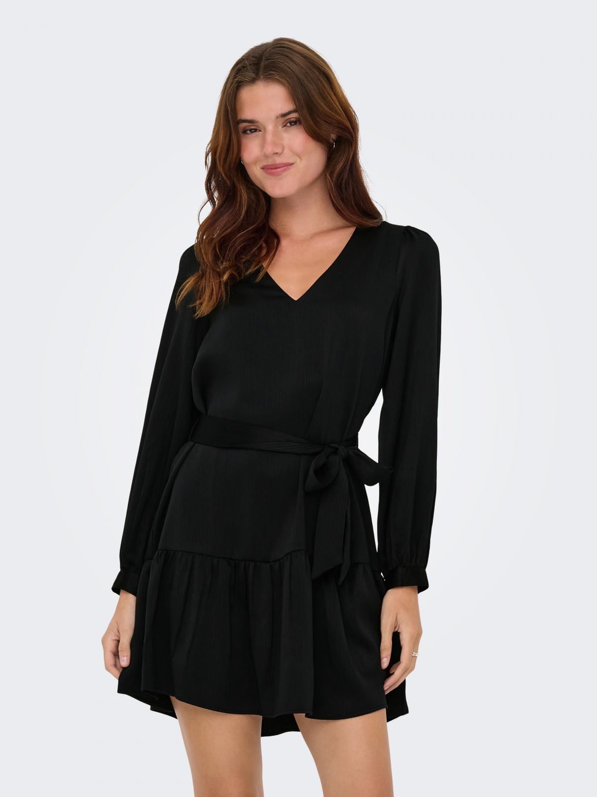 온리 데일리 브이넥 벨트 미니 원피스 15325454_2161 BLACK / BLACK - 상품 이미지