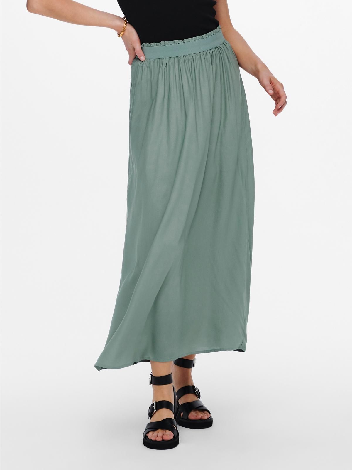 온리 플리츠 롱 스커트 엘라스틱 웨이스트 15164606_1467 GREY / CHINOIS GREEN - 상품 이미지
