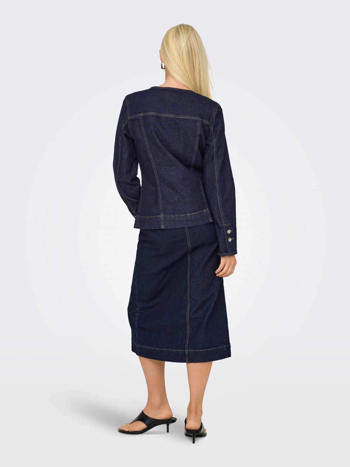 온리 클래식 라운드넥 데님 자켓 15359079_2114 BLUE / DARK BLUE DENIM - 상세 이미지 3