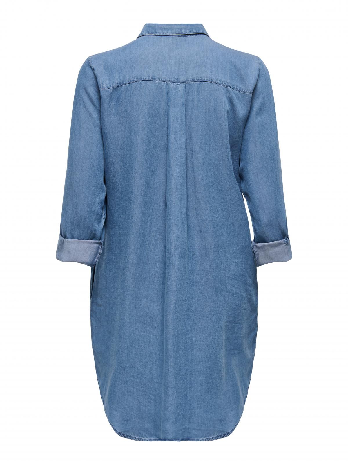 온리 데님 셔츠 미니 원피스 캐주얼 15357595_2115 BLUE / MEDIUM BLUE DENIM - 상세 이미지 4
