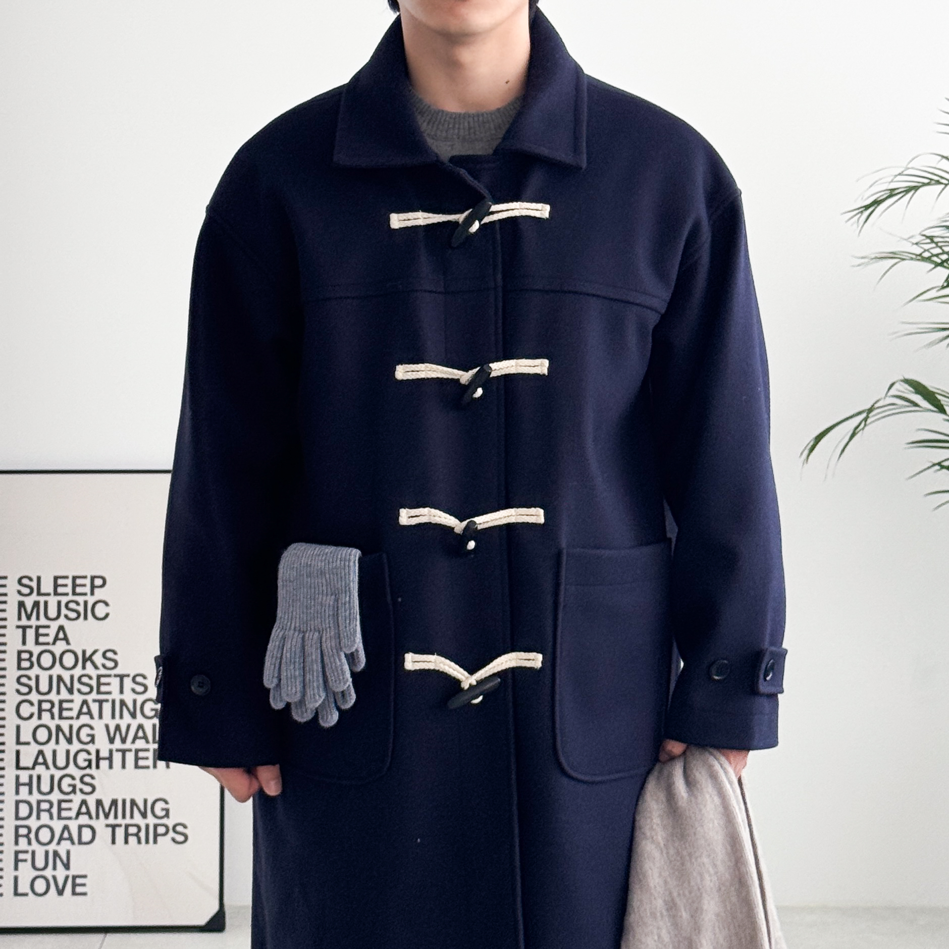 남자 떡볶이코트 남자롱코트 롱, 네이비, FREE(One size) - 상세 이미지 4
