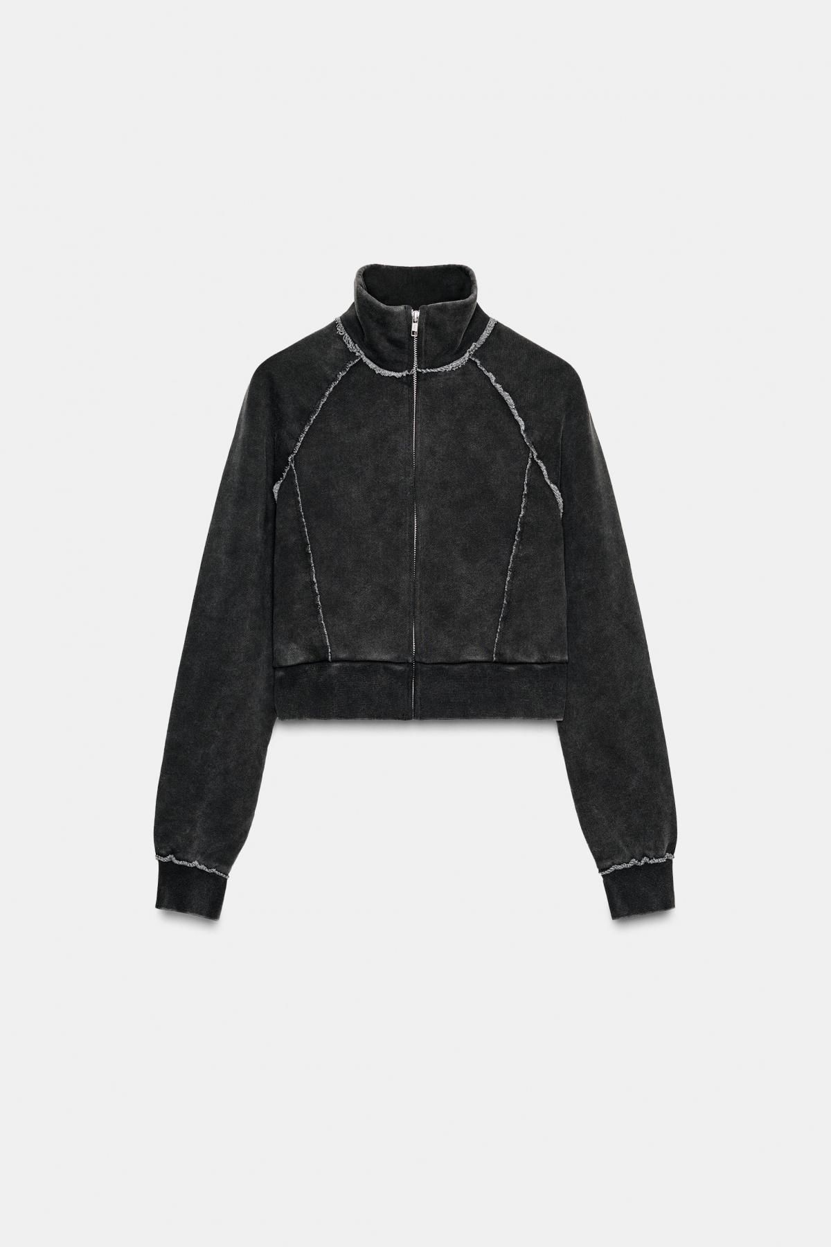 자라 테크니컬 하이넥 크롭 스웨트셔츠 6050/042 ANTHRACITE GREY - 상품 이미지