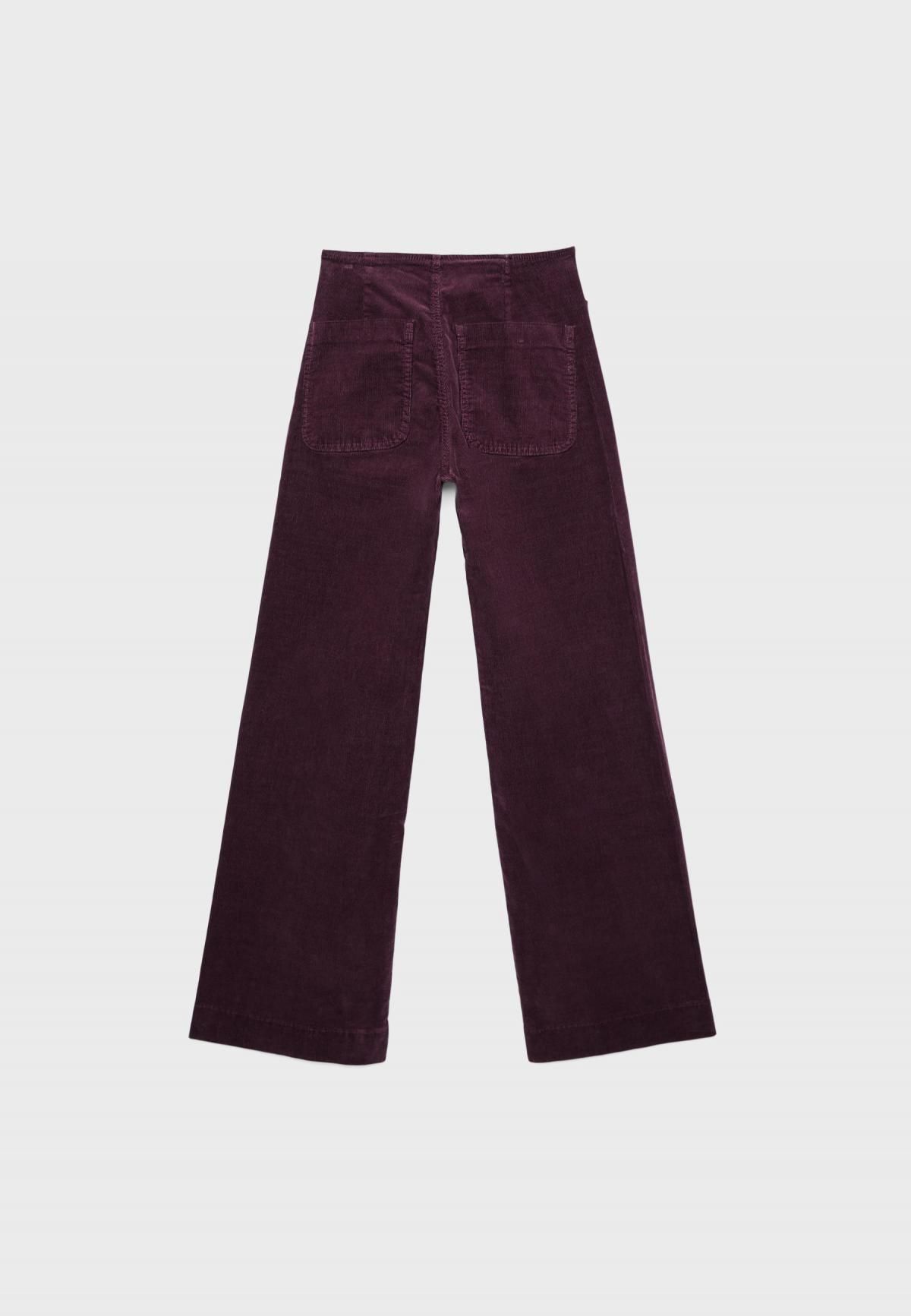 스트라디바리우스 코듀로이 와이드 팬츠 골드버튼 1477/405 BURGUNDY - 상세 이미지 2