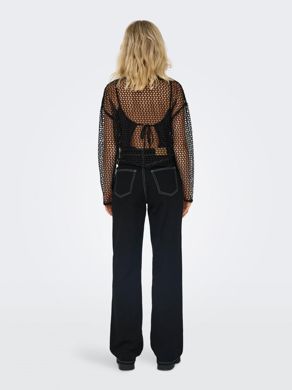 온리 글리터 크롭 시스루 롱슬리브 탑 15333607_2161_1161355 BLACK / BLACK - 상세 이미지 2