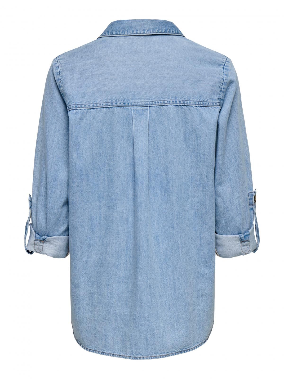 온리 데님 스탠다드핏 롱슬리브 셔츠 15361370_2116 BLUE / LIGHT BLUE DENIM - 상세 이미지 4
