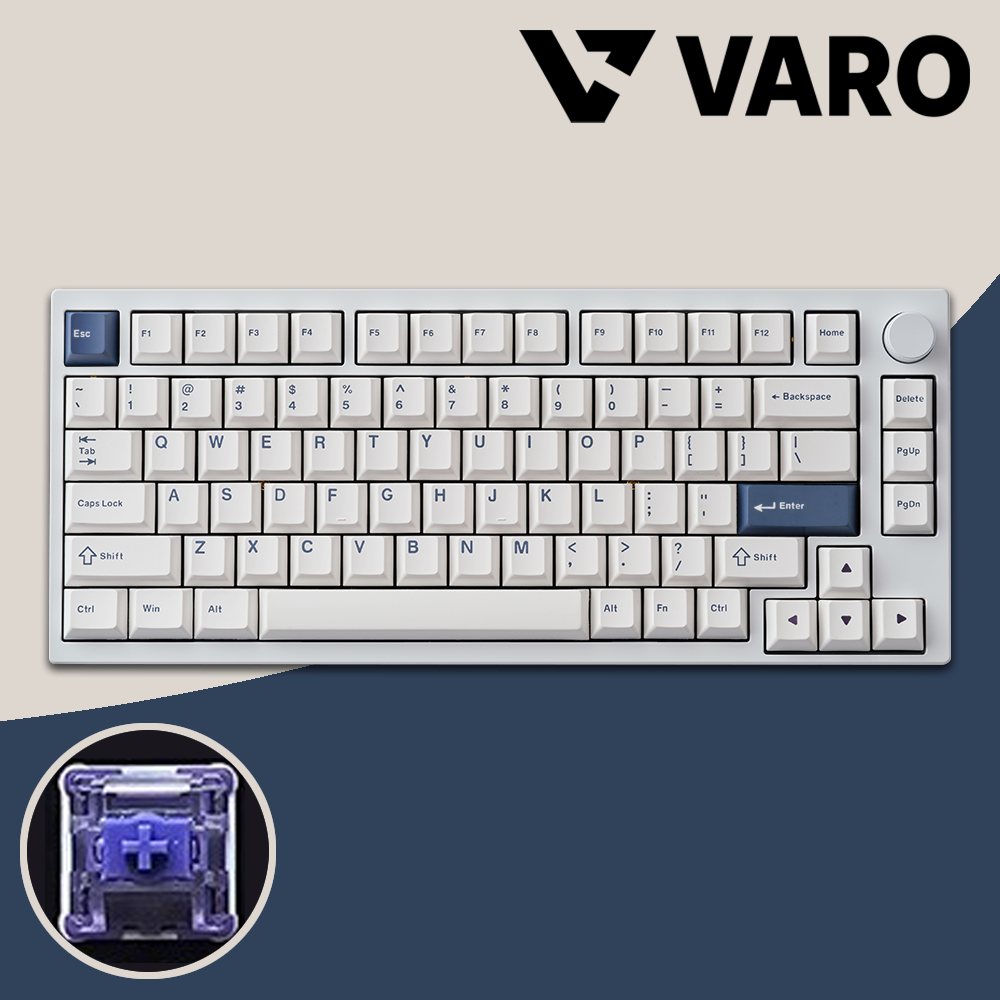VARO VM75 HE 8K 게이밍 바로키보드 화이트 영문, 베리페리 자석축, 42g - 메인 이미지
