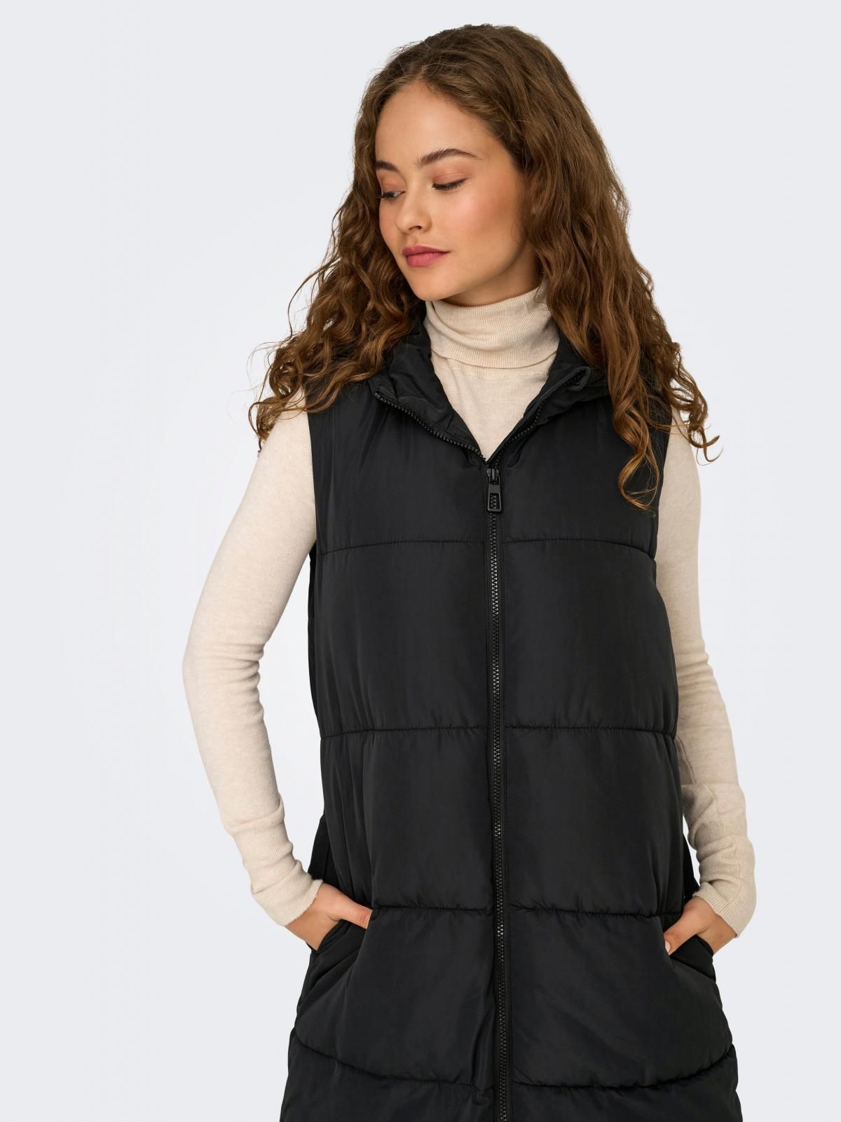 온리 하이넥 롱 패딩 베스트 15241995_2161 BLACK / BLACK 이미지 6