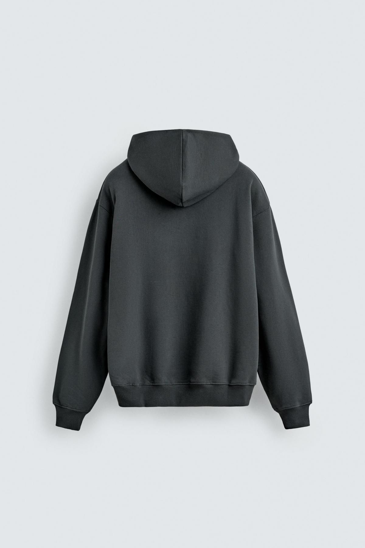 자라 베이직 코튼 후드 스웨트셔츠 0761/370 DARK ANTHRACITE 이미지 8