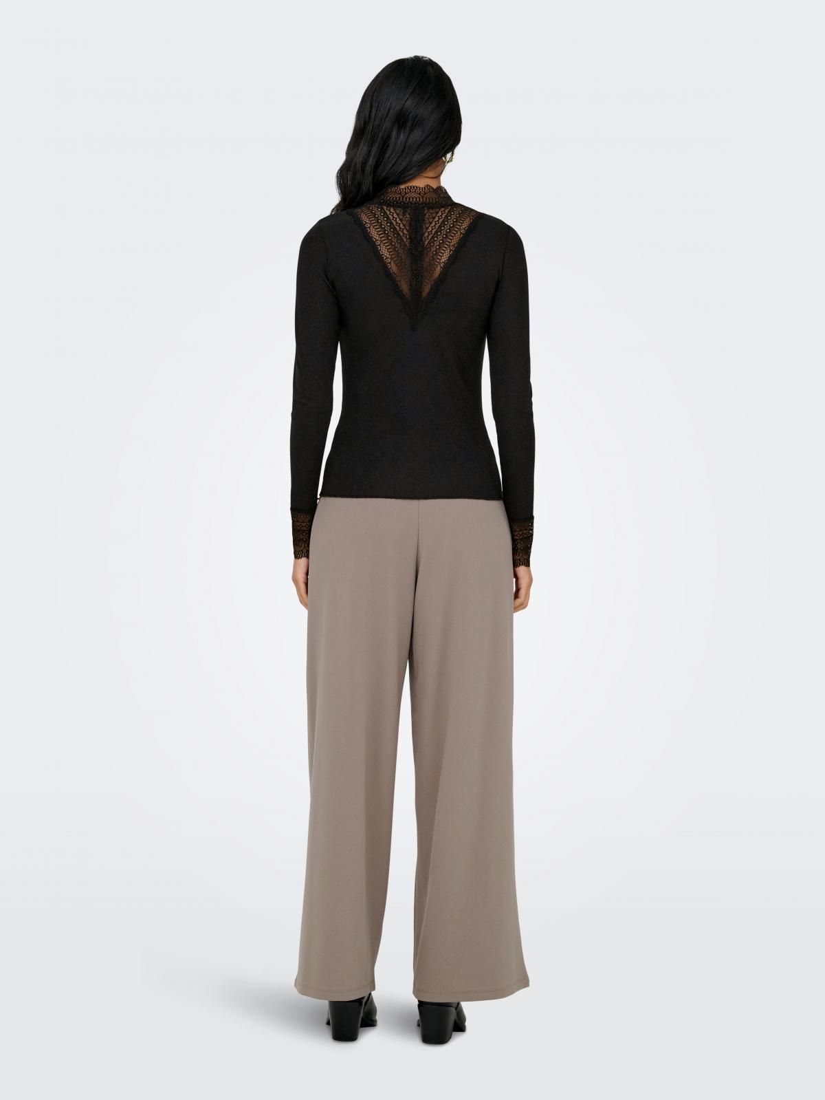 온리 레이스 하이넥 페미닌 블라우스 15344695_2161_1176360 BLACK / BLACK - 상세 이미지 2