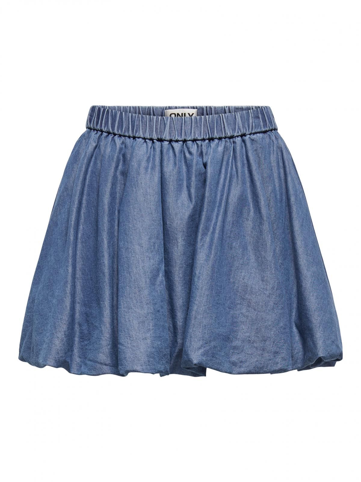 온리 트렌디 데님 미니 스커트 밴딩 15344098_2115 BLUE / MEDIUM BLUE DENIM - 상세 이미지 3