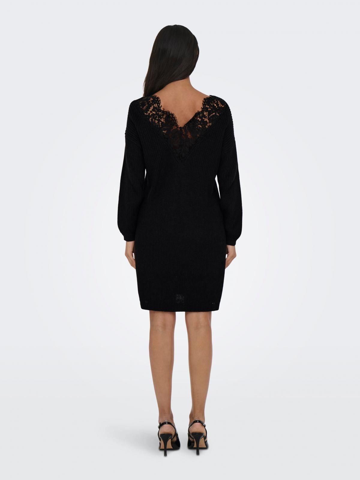 온리 니트 미니 원피스 라운드넥 긴팔 15276602_2161_987598 BLACK / BLACK - 상세 이미지 2