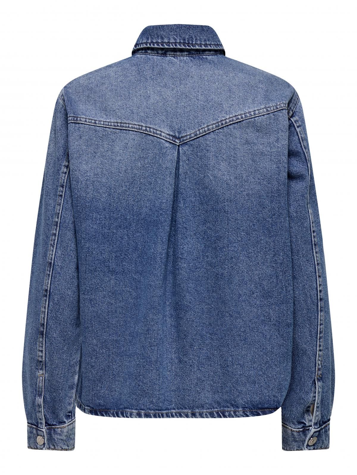 온리 데님 베이직 릴랙스핏 셔츠 15337158_2115 BLUE / MEDIUM BLUE DENIM - 상세 이미지 4