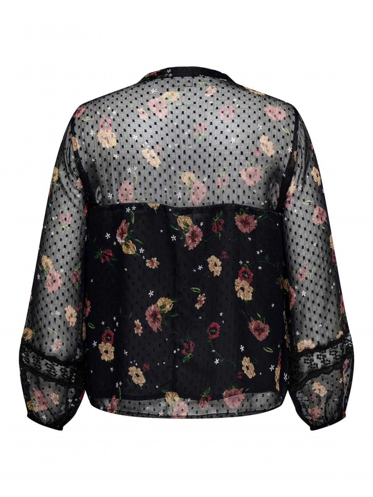 온리 플라워 프린트 시스루 블라우스 15313497_2161_1212262 BLACK / BLACK - 상세 이미지 4