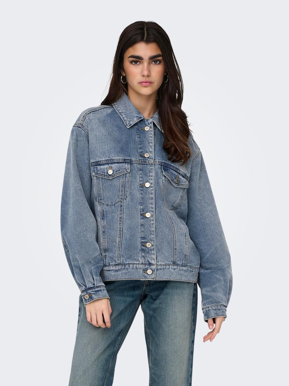온리 트렌디 중청 데님 재킷 15311684_2115 BLUE / MEDIUM BLUE DENIM - 메인 이미지