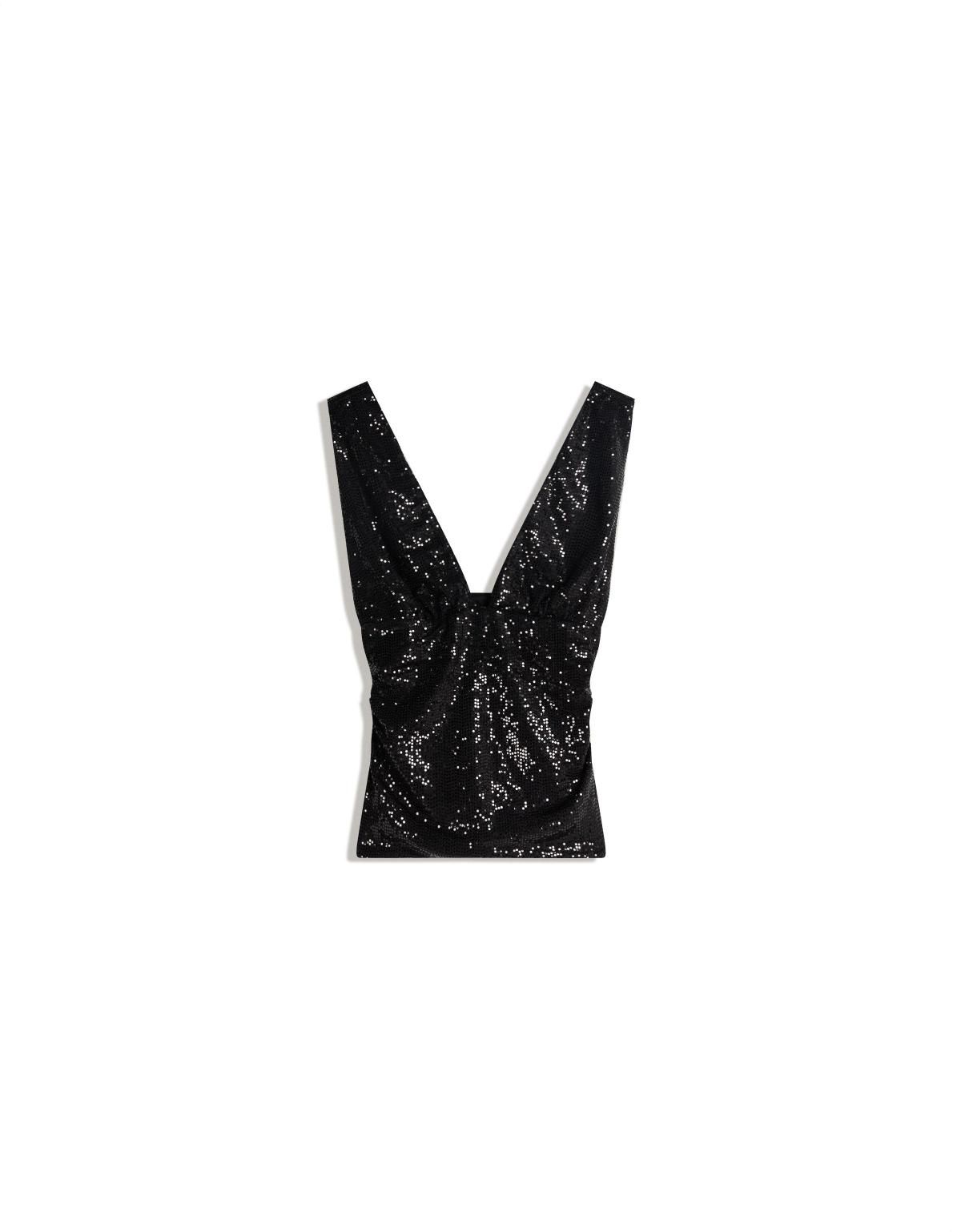 버쉬카 글리터 슬리브리스 셔링 탑 8791/187 BLACK - 상세 이미지 3