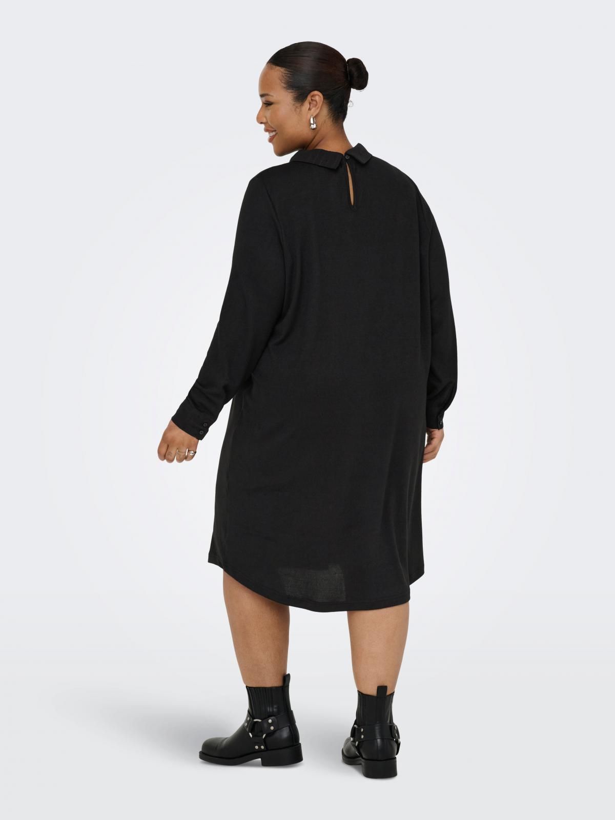 온리 빅사이즈 베이직 폴로 미니 원피스 15358649_2161 BLACK / BLACK - 상세 이미지 2