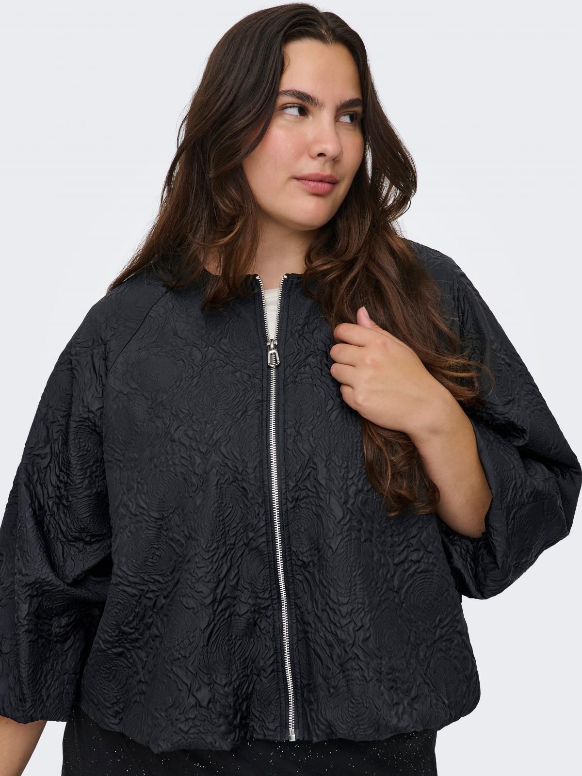 온리 빅사이즈 테크니컬 베이스볼 집업 재킷 15356972_2161 BLACK / BLACK 이미지 6
