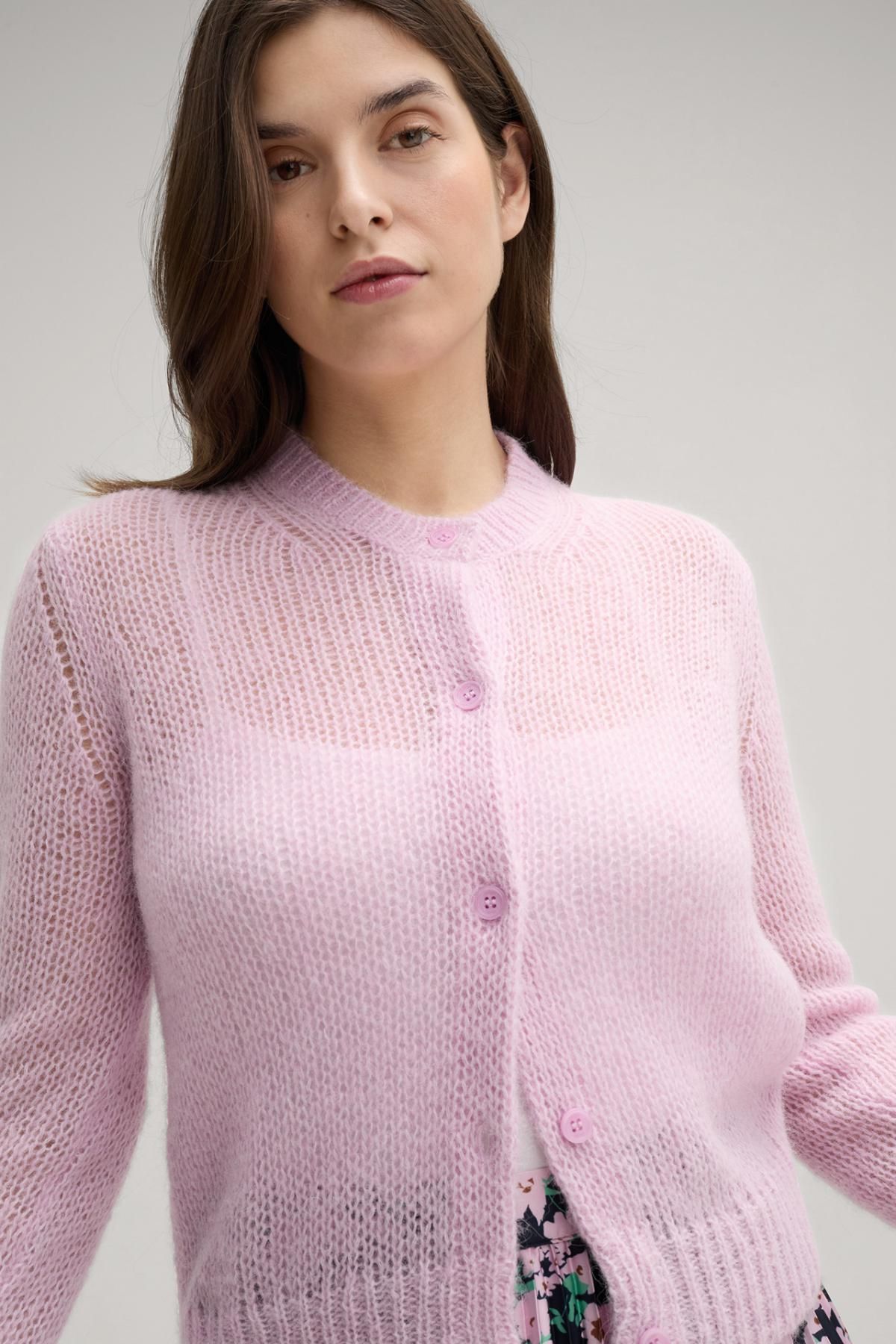 윱 알파카 브이넥 파스텔핑크 카디건 30046153-10015666-532 ROSA - 상세 이미지 5